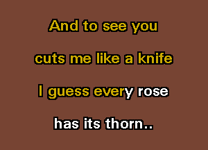And to see you

cuts me like a knife

I guess every rose

has its thorn..