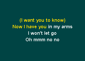 (I want you to know)
Now I have you in my arms

I won't let go
Oh mmm no no