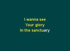 I wanna see
Your glory

In the sanctuary