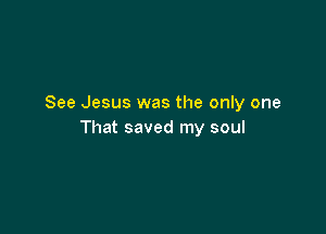 See Jesus was the only one

That saved my soul