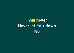 I will never
Never let You down

No