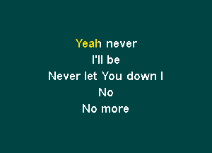 Yeah never
I'll be

Never let You down I
No

No more