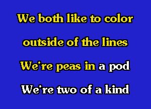 We both like to color
outside of the lines

We're peas in a pod

We're two of a kind I
