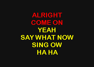 YEAH

SAYWHAT NOW
SING OW
HA HA