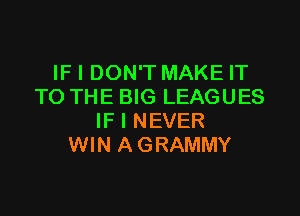 IF I DON'T MAKE IT
TO THE BIG LEAGUES

IF I NEVER
WIN AGRAMMY