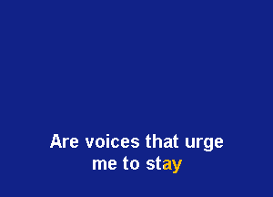 Are voices that urge
me to stay