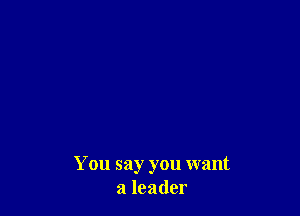 You say you want
a leader