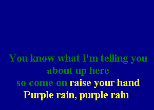 You knowr What I'm telling you
about up here
so come on raise your hand
Plu'ple rain, plu'ple rain