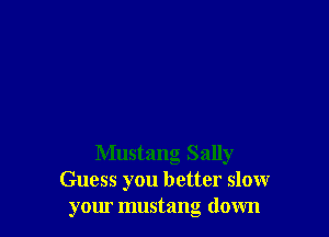 Mustang Sally
Guess you better slow
your mustang down