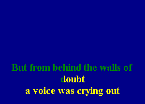 But from behind the walls of
doubt
a voice was crying out