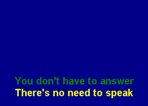 You don't have to answer
There's no need to speak
