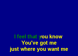 I feel that you know
You've got me
just where you want me