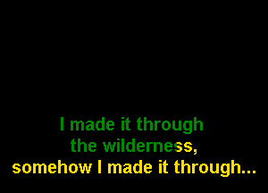 I made it through
the wilderness,
somehow I made it through...