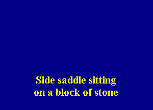 Side saddle sitting
on a block of stone