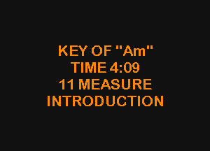 KEY OF Am
TIME4i09

11 MEASURE
INTRODUCTION