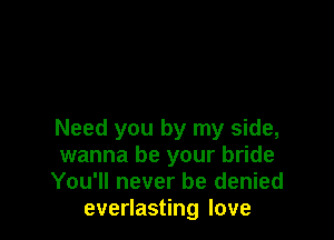 Need you by my side,
wanna be your bride
You'll never be denied
everlasting love