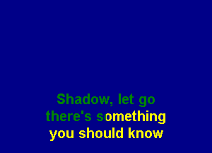 Shadow, let go
there's something
you should know