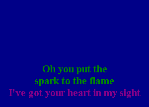 Oh you put the
spark to the flame
I've got your heart in my sight