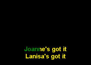 Joanne's got it
Lanisa's got it