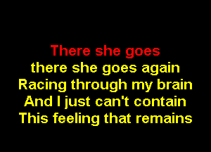 There she goes
there she goes again
Racing through my brain
And I just can't contain
This feeling that remains