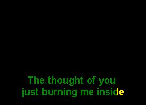 The thought of you
iust burning me inside