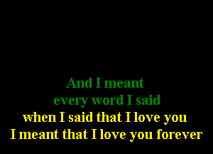 And I meant
every word I said
When I said that I love you
I meant that I love you forever