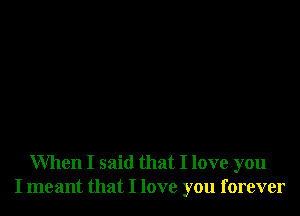 When I said that I love you
I meant that I love you forever