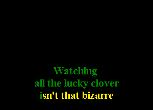 Watching
all the lucky clover
isn't that bizarre