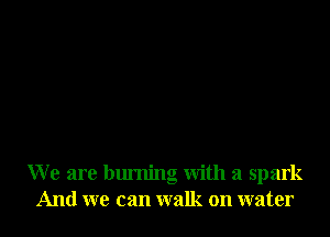 We are burning with a spark
And we can walk on water