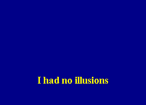 I had no illusions