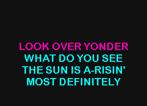 WHAT DO YOU SEE
THE SUN IS A-RISIN'
MOST DEFINITELY