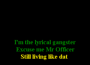 I'm the lyrical gangster
Excuse me Mr Ofl'lcer
Still living like dat