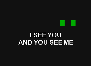 I SEE YOU
AND YOU SEE ME