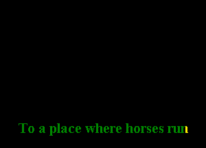To a place where horses run