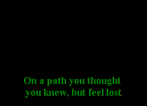 On a path you thought
you knew, but feel lost