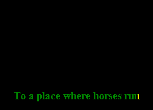 To a place where horses run