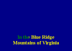 In the Blue Ridge
Mountains of V irginia