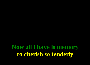 N ow all I have is memory
to cherish so tenderly