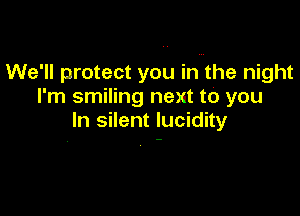We'll protect you in the night
I'm smiling next to you

In silent lucidity