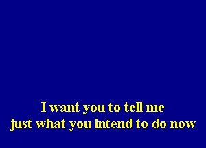 I want you to tell me
just what you intend to do now