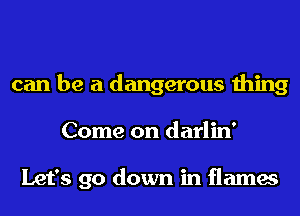 can be a dangerous thing
Come on darlin'

Let's go down in flames