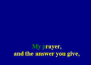 My prayer,
and the answer you give,