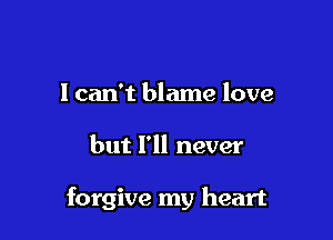 I can't blame love

but I'll never

forgive my heart