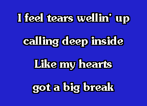 I feel tears wellin' up
calling deep inside

Like my hearts

got a big break I