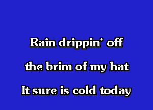 Rain drippin' off

the brim of my hat

It sure is cold today