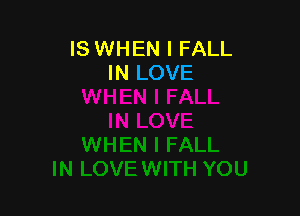 IS WHEN I FALL
IN LOVE