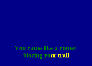 You came like a comet
blazing your trail