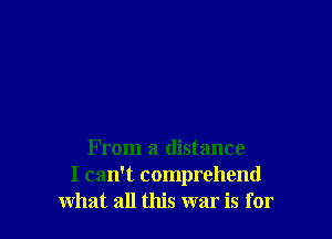 From a distance
I can't comprehend
what all this war is for