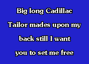 Big long Cadillac
Tailor mades upon my
back still I want

you to set me free