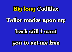 Big long Cadillac
Tailor mades upon my
back still I want

you to set me free